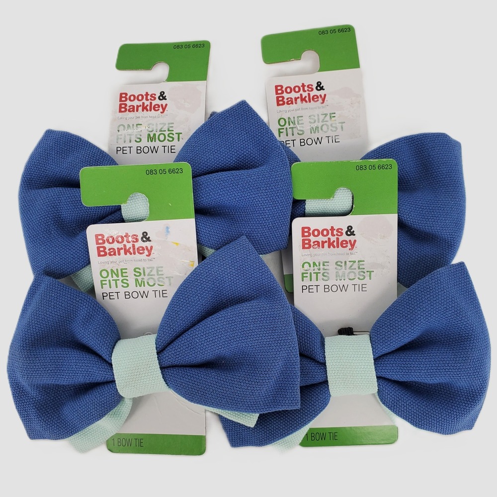 Boots & Barkley Pet Bow‎ Tie Blue Mint Green One Size Fits Most 4 Pack New